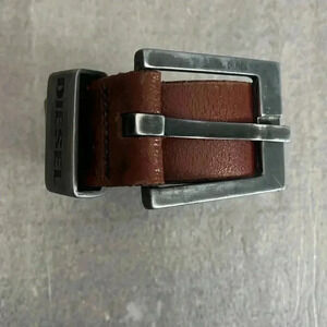 Vintage Diesel Brown Leather Men Belt- Made in  Italy